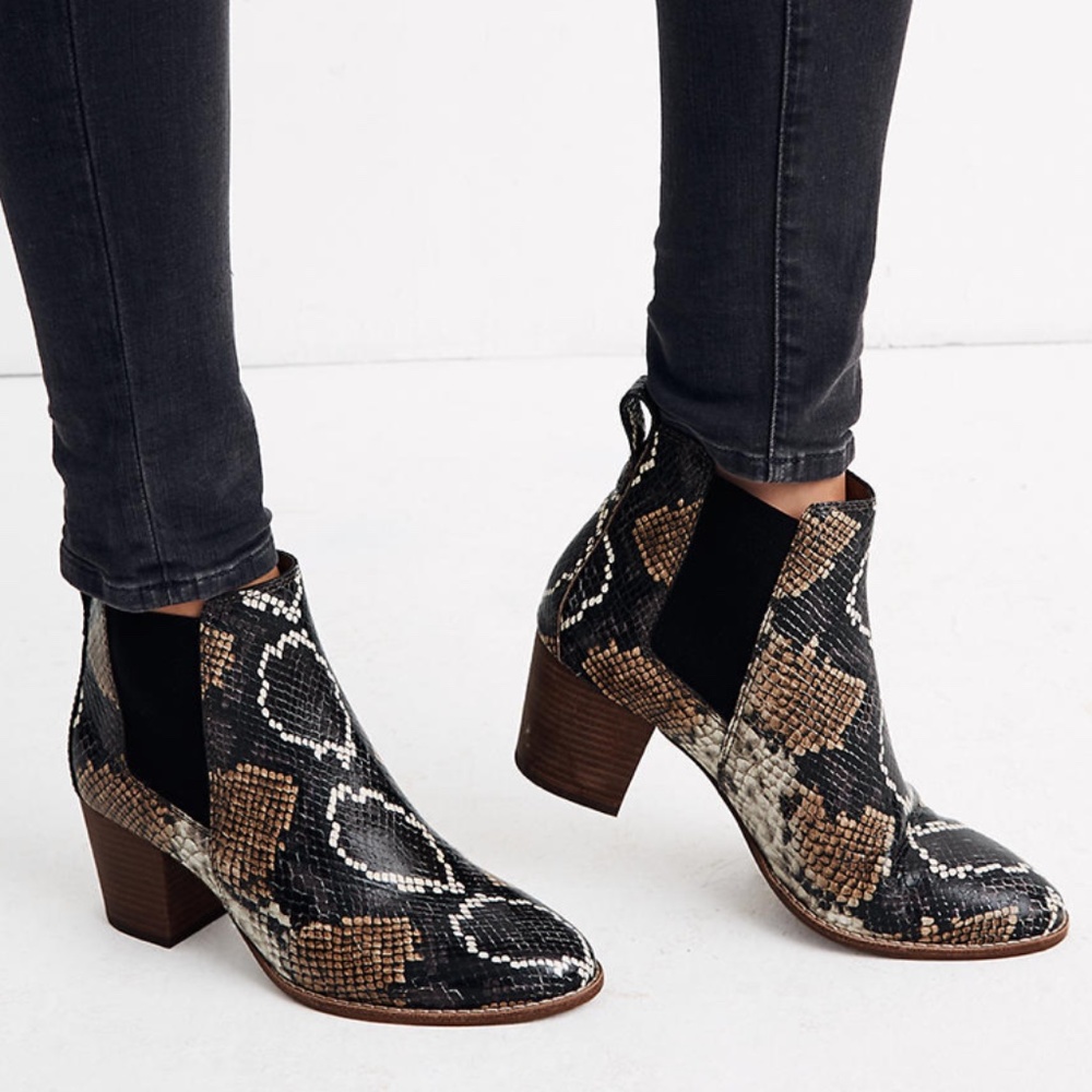 Madewell Regan Ankle Boot in Snake Embossed Leather